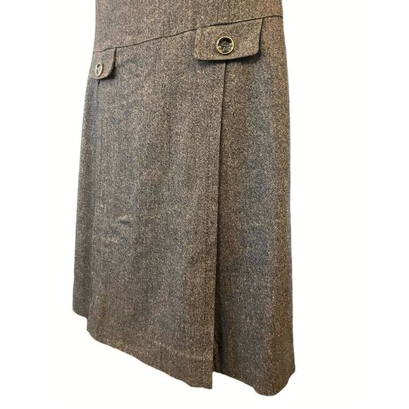Ann Taylor Women's Brown Herringbone Cap Sleeve Wool Blend Lined Dress SZ 8 - Picture 6 of 12